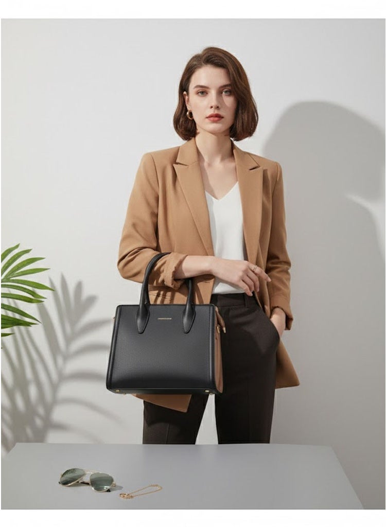 FUMES Women’s Black Satchel Handbag – Structured Design, Premium Textured Finish, Elegant Everyday Carry - Image 3